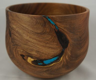 Mesquite bowl with turquoise embellishments