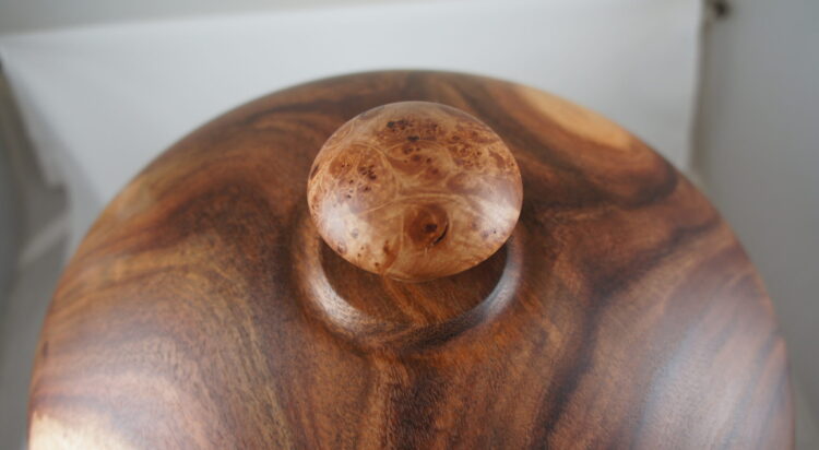 Acacia Lidded Bowl with Maple Knob