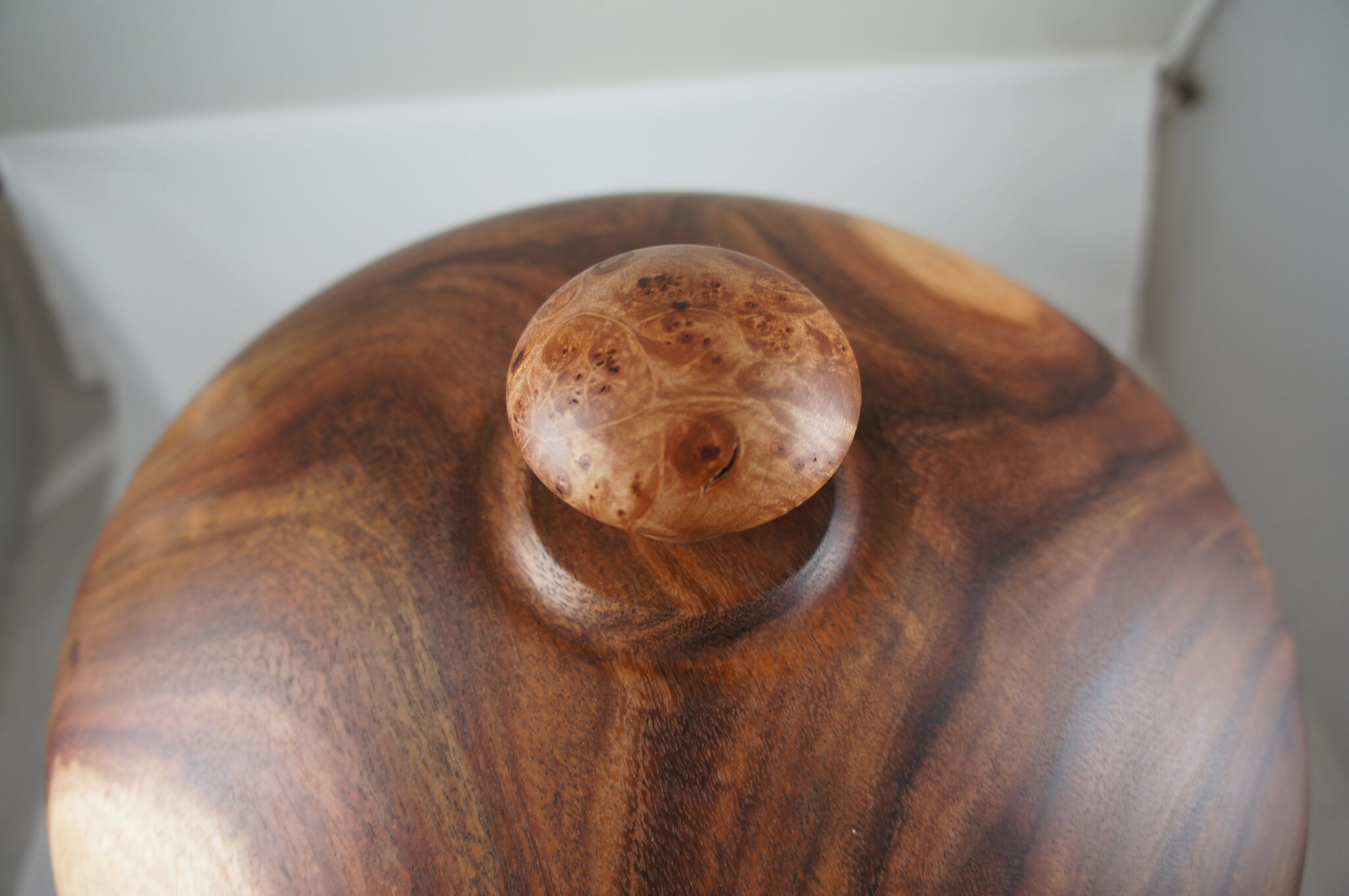 Acacia Lidded Bowl with Maple Knob